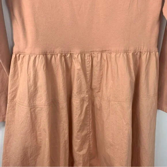 Everlane Peach Long Sleeve Cotton and Elastane Midi Dress with Pockets • Size L - Picture 5 of 7